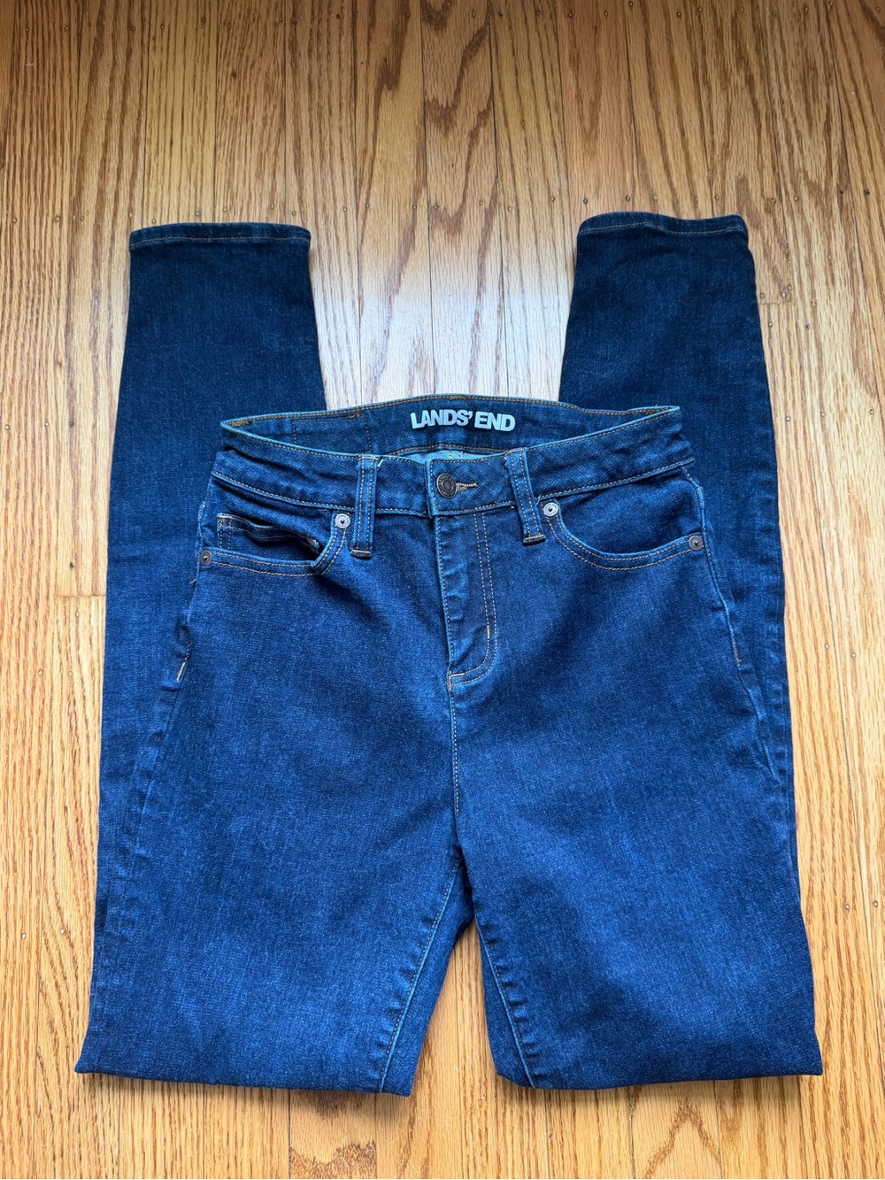 Lands' End Women's Dark Blue Skinny Jeans Size 2